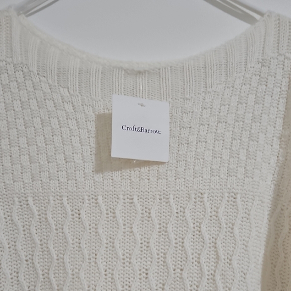 Women's Croft & Barrow Cream Textured Knit Sweater - Picture 3 of 9